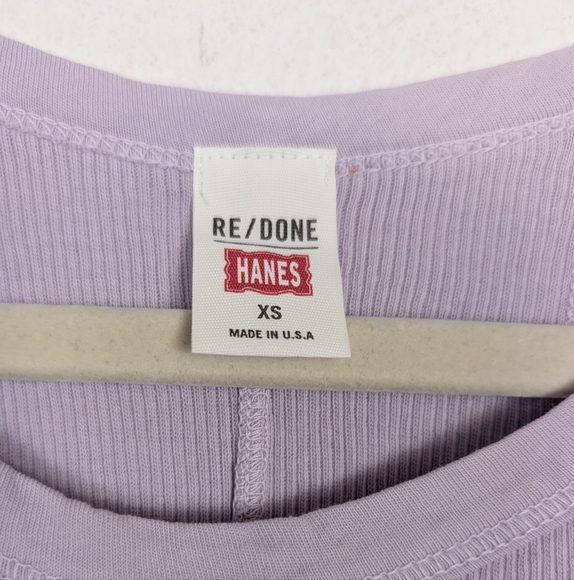 Re/Done Hanes Lilac Ribbed Slim Fit Tank Top Size XS - Picture 5 of 7